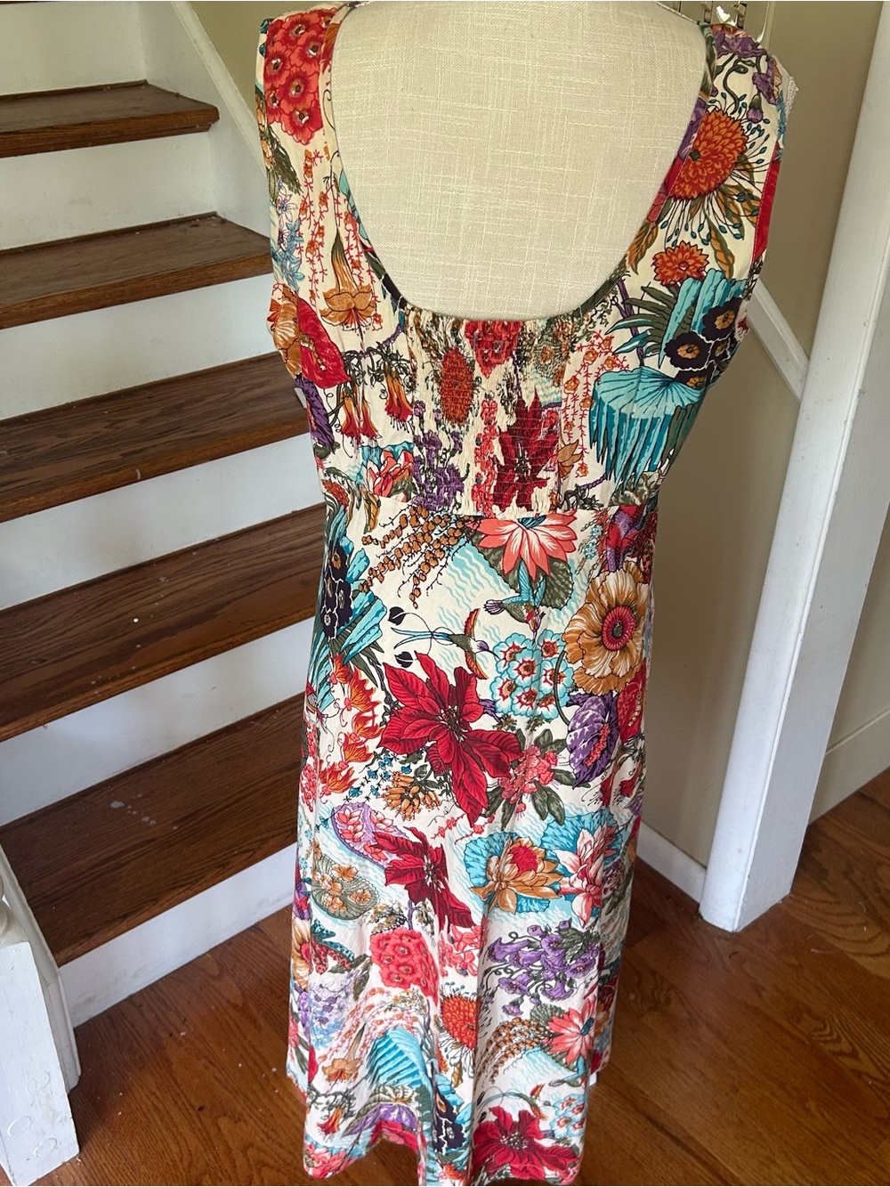 Apsara by Amrita Floral Maxi Dress XL Smocked Back Pockets Boho Cottagecore EUC - Picture 5 of 12